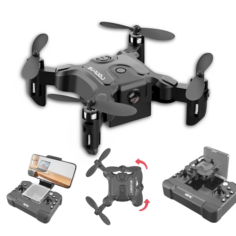 Drone dobrável 4k – Mini drone V2 RC capturas e filmagens  aéreas em HD, WIFI + Bateria reserva