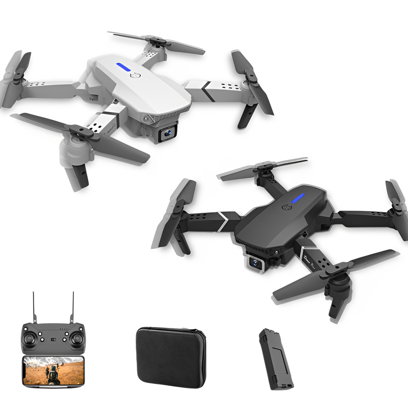 Drone E88 Pro Quadcopter Dobrável com Câmera 4k, 2.4G, WIFI | Aeronave Profissional com Câmera de Alta Definição + Bateria Reserva