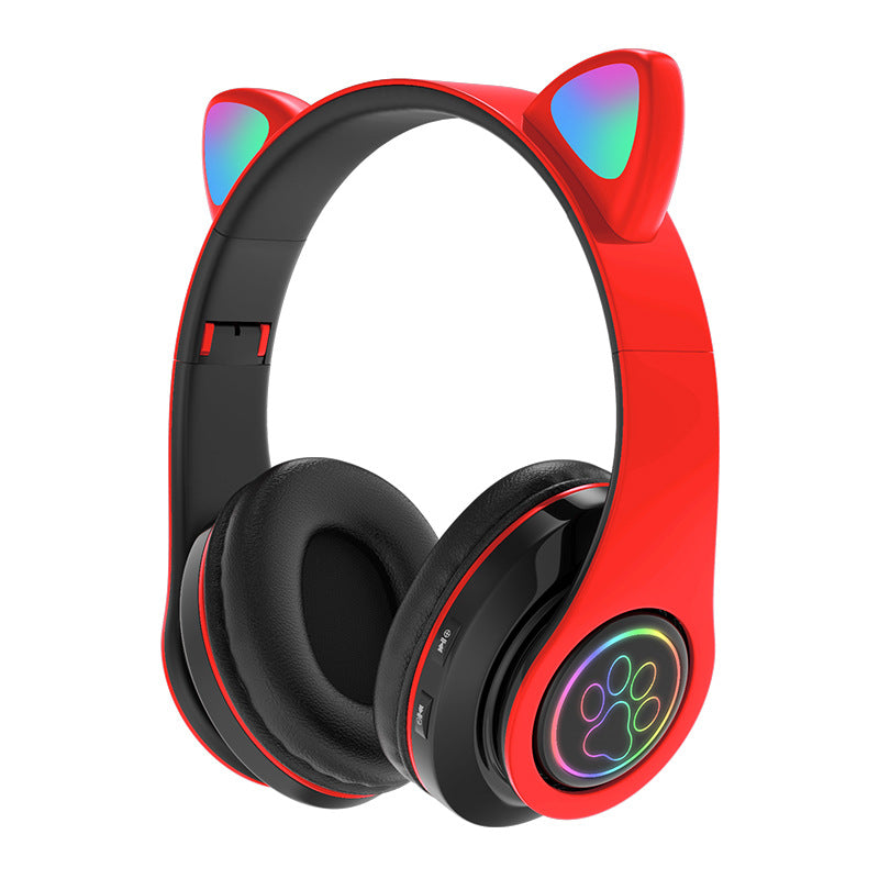 Hedset B39 Cat ear sem fio com redução de ruídos com arco dobrável – Orelha de gato com luzes RGB | Fone sem fio Bluetooth orelha de gato B39 com luzes RGB