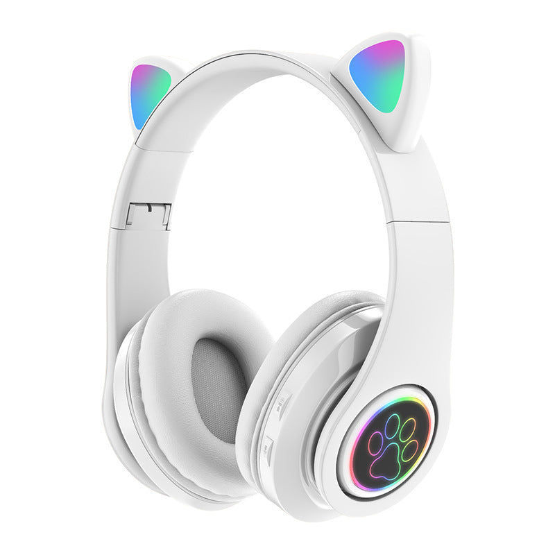 Hedset B39 Cat ear sem fio com redução de ruídos com arco dobrável – Orelha de gato com luzes RGB | Fone sem fio Bluetooth orelha de gato B39 com luzes RGB